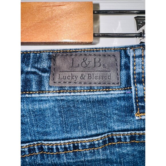 L&B Lucky & Blessed Boyfriend Jeans Womens 8 Embroidered Patchwork Denim Boho - Picture 7 of 12